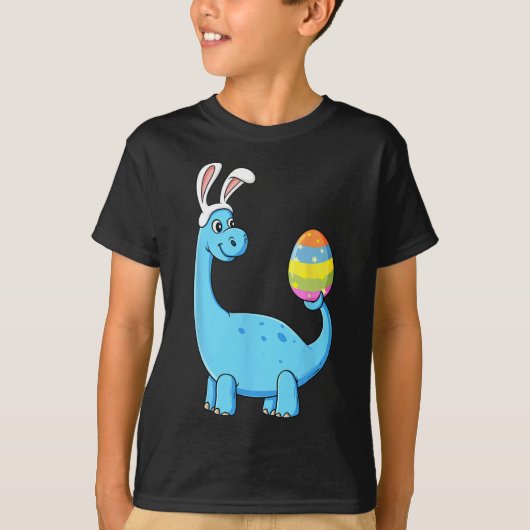 T-shirt Easter Day T Rex Dino Rabbit Ears With Egg Boys (Devant)