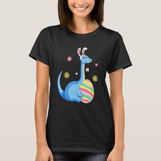 T-shirt Easter Day T Rex Dino Rabbit Ears With Egg Boys (Devant)