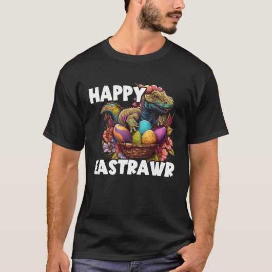 T-shirt Easter Eggs Rex Dino Happy Easter Day Happy Easter (Devant)