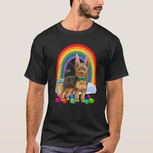 T-shirt Easter Eggs Yorkshire Terrier Bunny Yorkie Dog Pre (Devant)