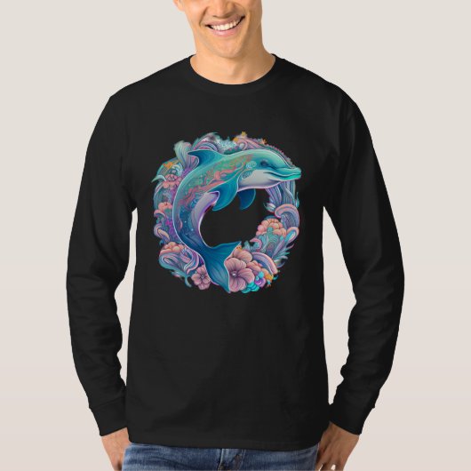 T-shirt Easter festive Illustration with charming Dolphin  (Devant)