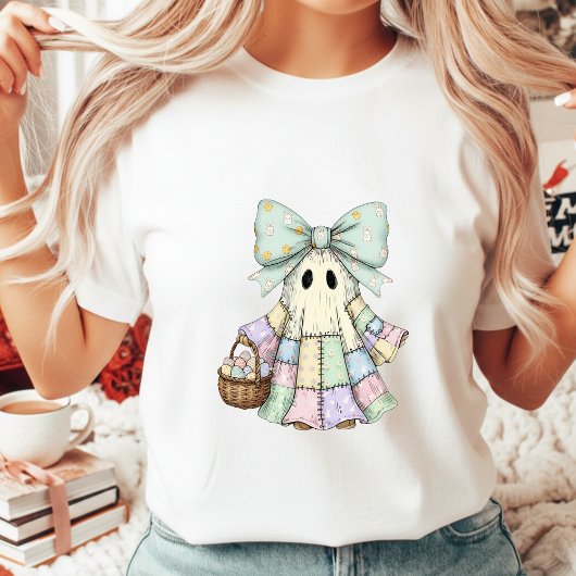 T-shirt Easter Patchwork Ghost Coquette Bow Goth