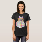 T-shirt Easter Plaid Bulldog Bunny Dog In Pocket (Devant entier)