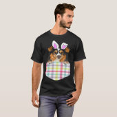 T-shirt Easter Plaid Shetland Sheepdog Bunny Dog In Pocket (Devant entier)