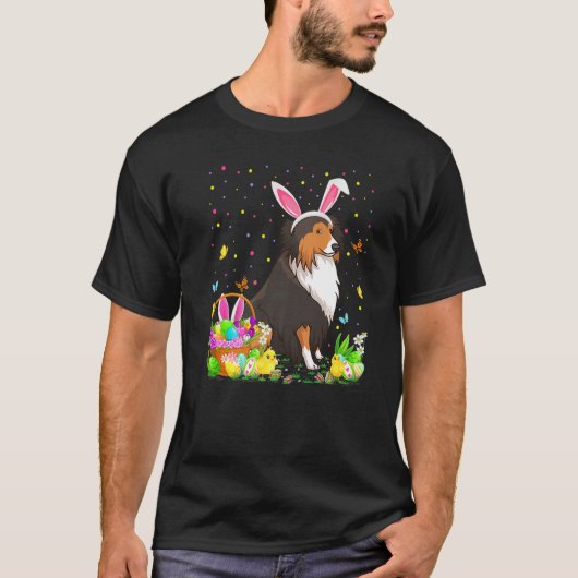 T-shirt Easter Sheltie Chien Bunny Oeuf Chasse Sheltie Eas (Devant)