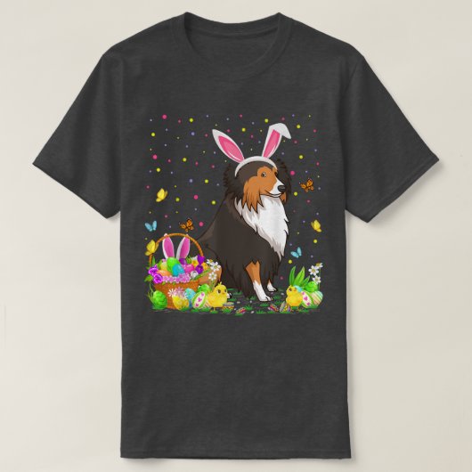 T-shirt Easter Sheltie Chien Bunny Oeuf Chasse Sheltie Eas (Design devant)
