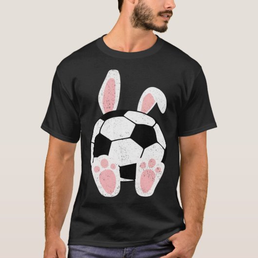 T-shirt Easter Soccer Bunny Ears Ball Cute Rabbit Sport (Devant)