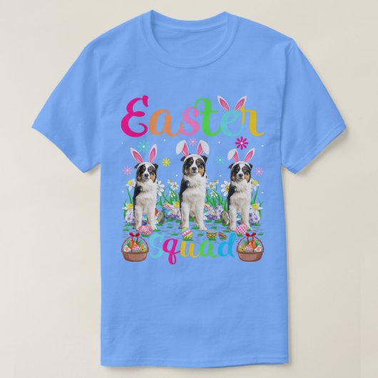 T-shirt Easter Squad Bunny Ear Australian Shepherd Hap (Design devant)