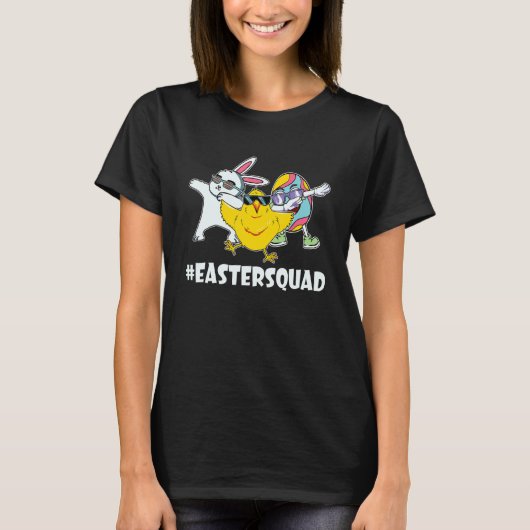 T-shirt Easter Squad Dabbing Bunny Chick Egg Chasse Match (Devant)
