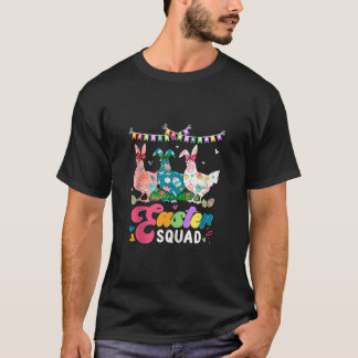 T-shirt Easter Squat Trois Poulets De Poules Florales Bow 