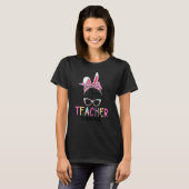 T-shirt Easter Teacher Squad Messy Bun Rabbit Ears School (Devant entier)