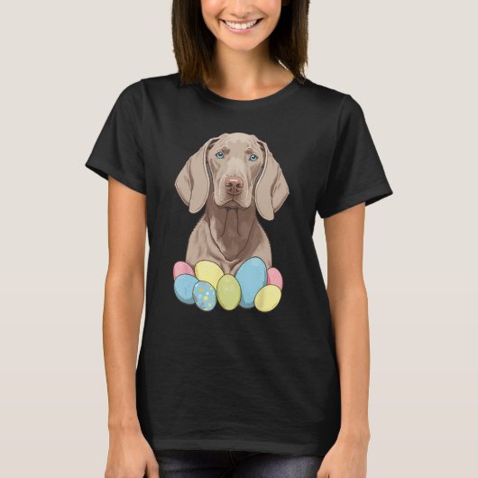 T-shirt Easter Weimaraner Bunny Eggs Dog on Easter Weimara (Devant)
