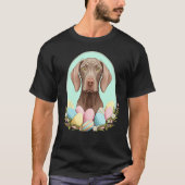 T-shirt Easter Weimaraner Bunny Eggs Dog on Easter Weimara (Devant)