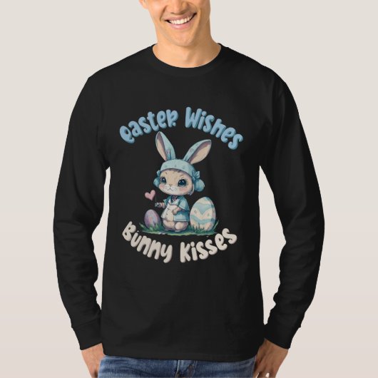 T-shirt Easter Wishes Bunny Kisses Easter Bunny Pun (Devant)