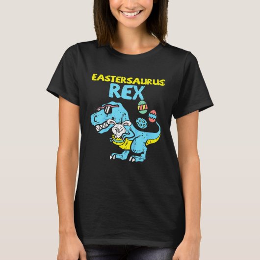 T-shirt Eastersaurus Rex Trex Easter Bunny Dino Boys Kids  (Devant)
