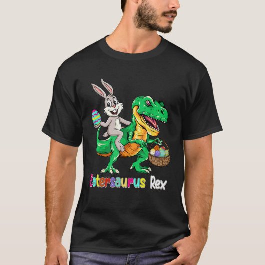 T-shirt Eastersaurus Rex Trex Easter Bunny Dino Boys Kids  (Devant)