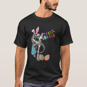 T-shirt Eastrawer Cute Bunny Chat Riding Bunny Rex Skeleto
