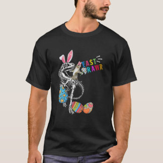 T-shirt Eastrawer Cute Bunny Chat Riding Bunny Rex Skeleto