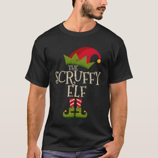 T-shirt Easy The Scruffy Elf Costume Family Group Christma (Devant)