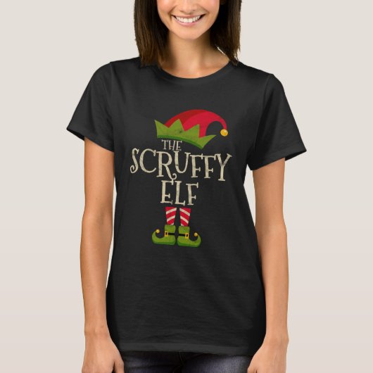 T-shirt Easy The Scruffy Elf Costume Family Group Christma (Devant)