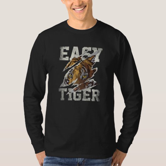 T-shirt Easy tiger 3 distressed tiger costume casual chic  (Devant)