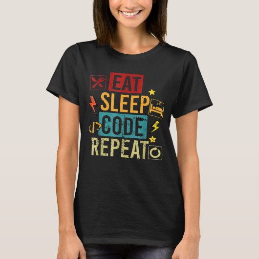 T-shirt Eat Code Sleep Programmation Informatique (Devant)