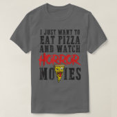 T-shirt Eat pizza regarder horreur films famille film nuit (Design devant)
