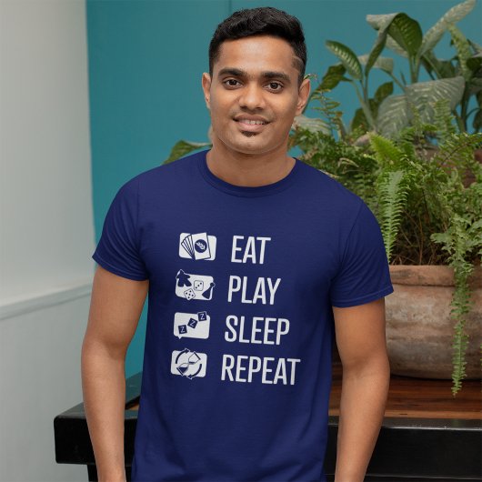 T-shirt Eat-Play-Sleep-Repeat Jeu What Mens Chemise
