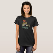 T-shirt Eat Sleep Acheter Nft Répéter Crypto Collector Vin (Devant entier)