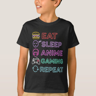 T-shirt Eat Sleep Anime Gaming Repeat Gamer Men Teen Boy G