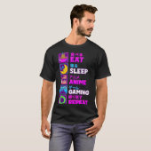 T-shirt Eat Sleep Anime Gaming Repeat Kawaii Otaku Anime M (Devant entier)