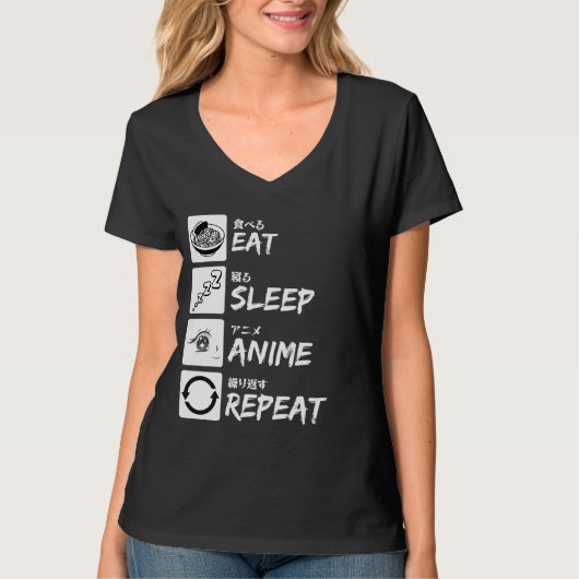 T-SHIRT EAT SLEEP ANIME REPEAT (Devant)