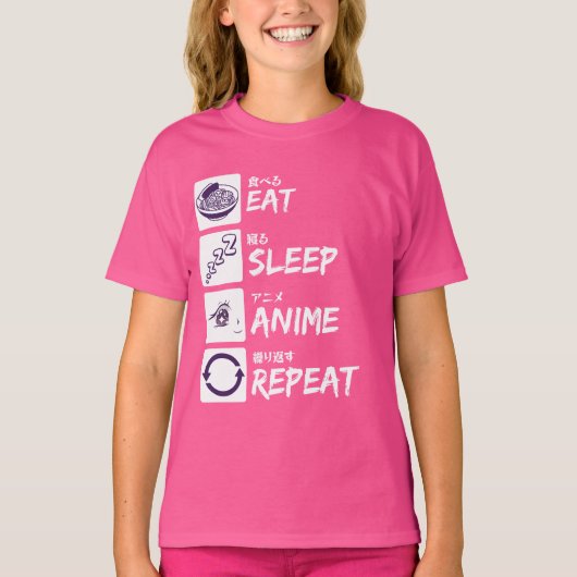 T-SHIRT EAT SLEEP ANIME REPEAT (Devant)