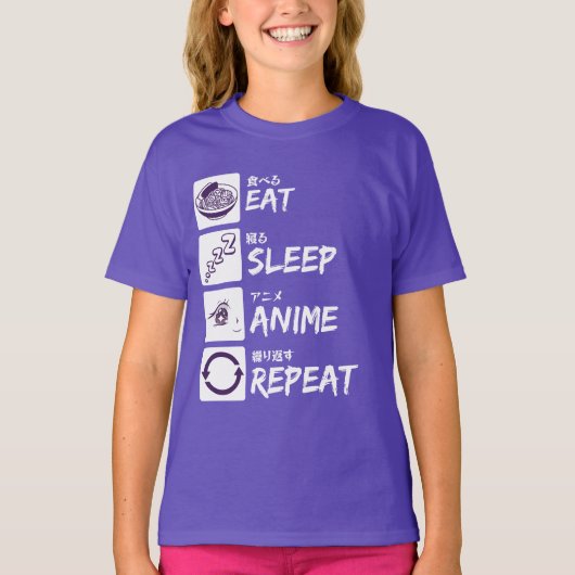 T-SHIRT EAT SLEEP ANIME REPEAT (Devant)