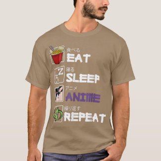 T-shirt Eat Sleep Anime Repeat Kawaii Otaku Manga Japan Fa