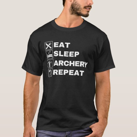 T-shirt Eat Sleep Archery Répéter Bow et Archer Archer Arc (Devant)