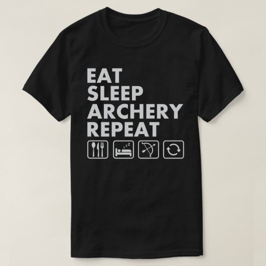 T-shirt Eat Sleep Archery Répéter Funny Archer (Design devant)