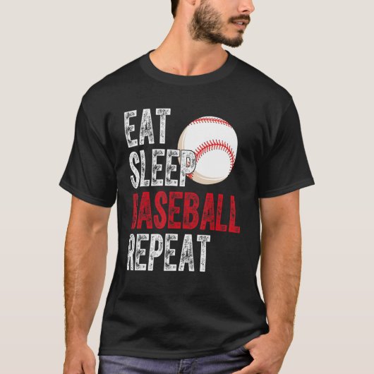 T-shirt Eat Sleep Baseball Repeat Baseball Player  Basebal (Devant)