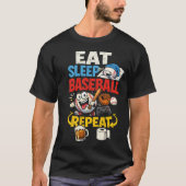 T-shirt Eat Sleep Baseball Repeat Funny (Devant)