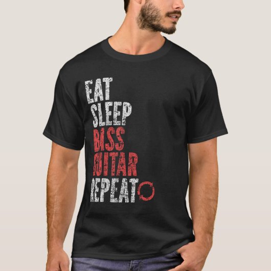 T-shirt Eat Sleep Basse guitare Répéter (Devant)