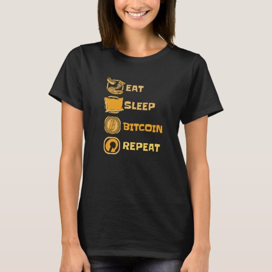 T-shirt Eat Sleep Bitcoin Repeat Cryptocurrency Blockchain (Devant)