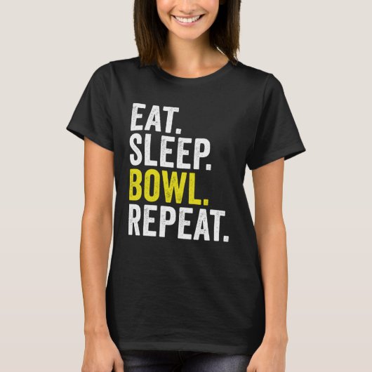 T-shirt Eat Sleep Bowl Repeat Cricket Bowling (Devant)
