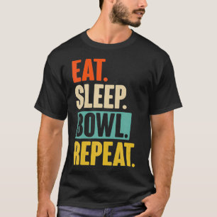 T-shirt Eat Sleep Bowl Répéter Funny Retro Vintage Bowl