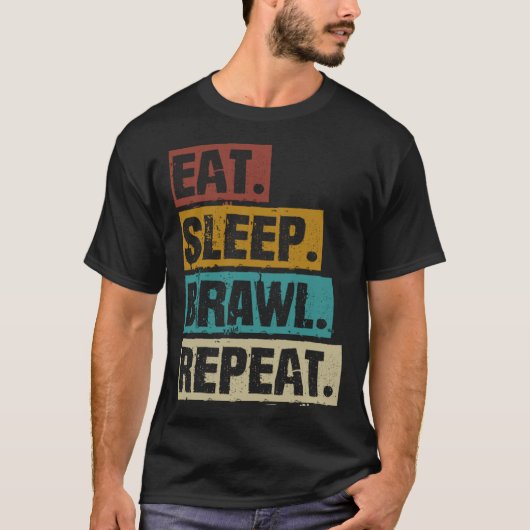 T-shirt Eat Sleep Brawl Repeat Retro Video Gaming Game Gam (Devant)