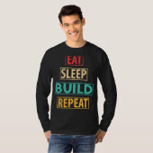 T-shirt Eat Sleep Build Répéter Blocs de construction Bloc (Devant entier)