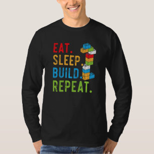 T-shirt Eat Sleep Build Répéter Master Builder Bricks Bloc