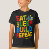 T-shirt Eat Sleep Build Répéter Master Builder Building Br (Devant)