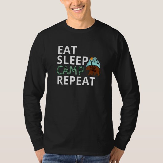 T-shirt Eat Sleep Camp Repeat Campers Hiking  Camping (Devant)