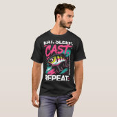 T-shirt Eat Sleep Cast Repeat Fishing Lover Men Dad Christ (Devant entier)