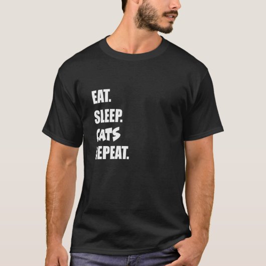 T-shirt Eat Sleep Cats Repeat 2 (Devant)